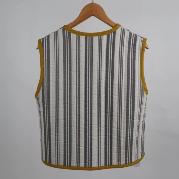 Gilet matelassé réversible unique fleur jaune-rayures