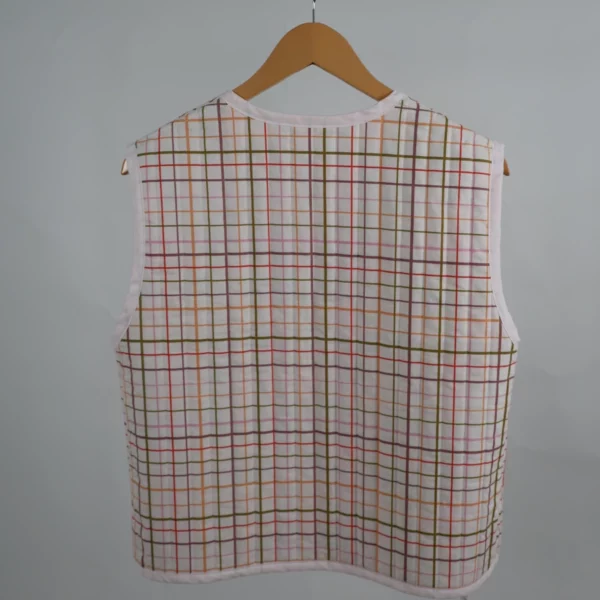 Gilet matelassé réversible unique fleur rose carreaux