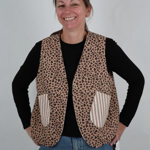 Gilet sans manches unique réversible léopard