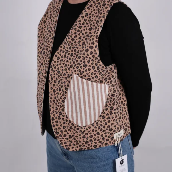Gilet sans manches unique réversible léopard