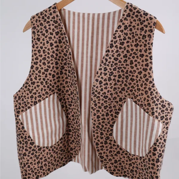 Gilet sans manches unique réversible léopard
