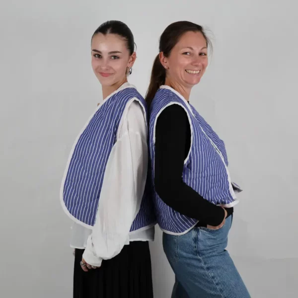 Gilet matelassé réversible unique bleu rayures