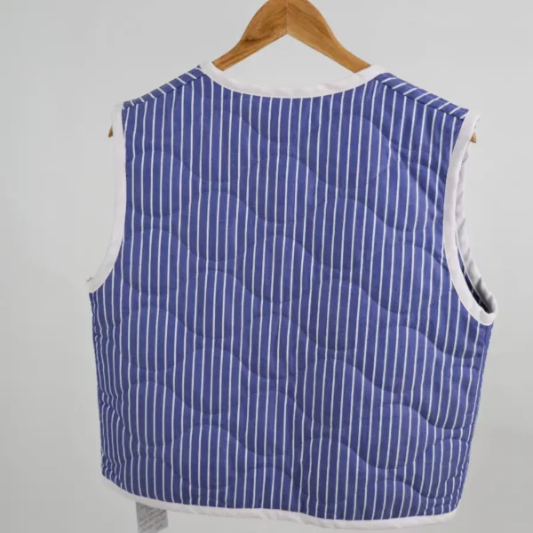 Gilet matelassé réversible unique bleu rayures