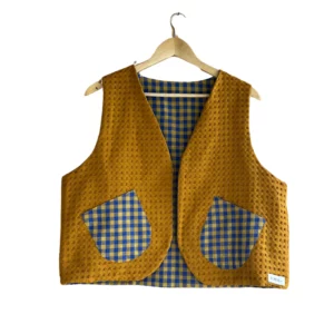 Gilet jaune vichy réversible unique sans manche