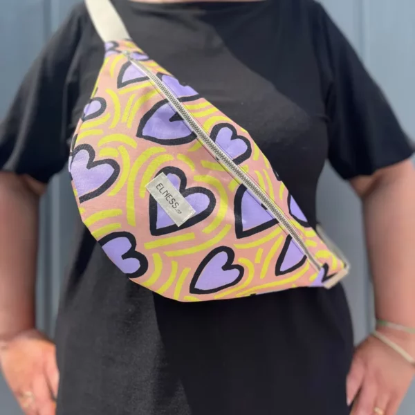 Sac Banane L cœur jaune/violet