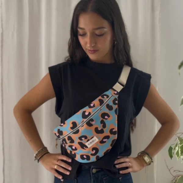Sac Banane L léopard bleu