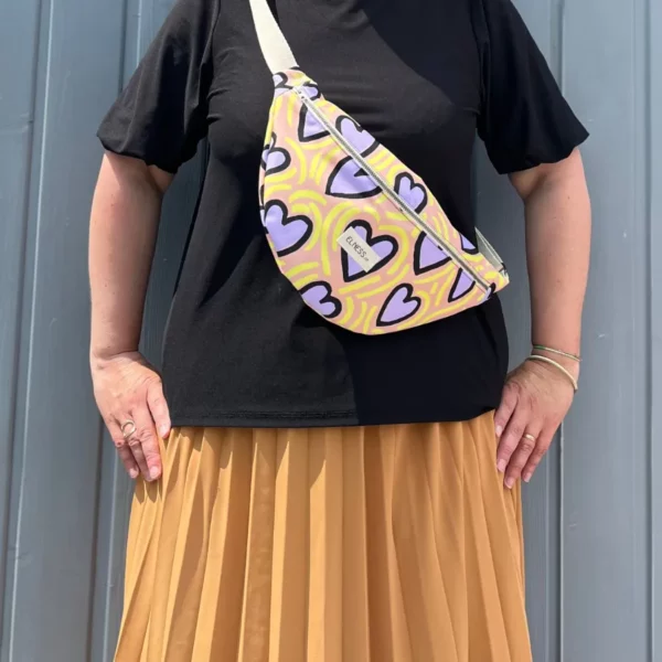 Sac Banane L cœur jaune/violet