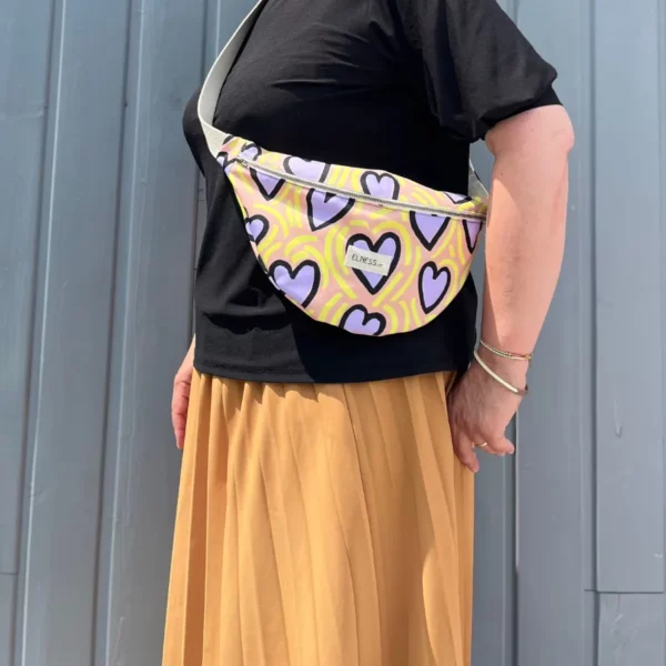 Sac Banane L cœur jaune/violet