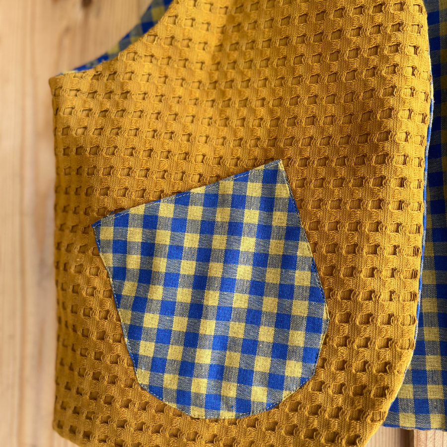 Gilet jaune vichy réversible unique sans manche