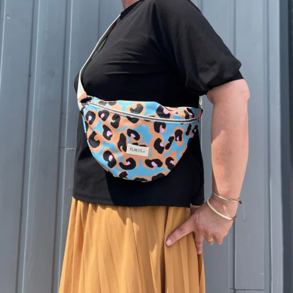 Sac Banane L léopard bleu