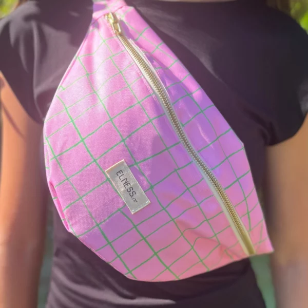Sac Banane L carreaux rose