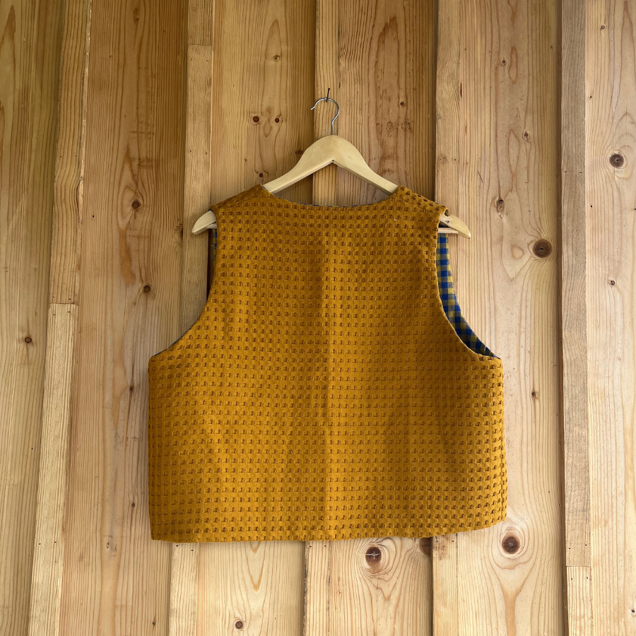 Gilet jaune vichy réversible unique sans manche