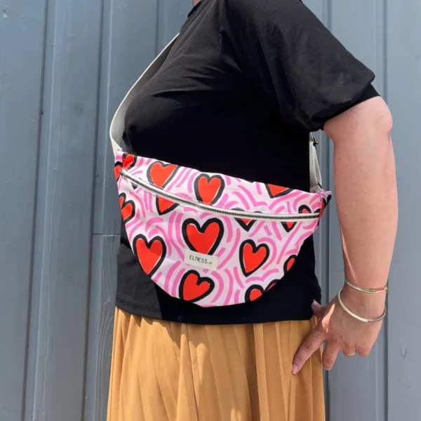 Sac Banane L cœur rouge