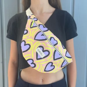Sac Banane L cœur jaune/violet
