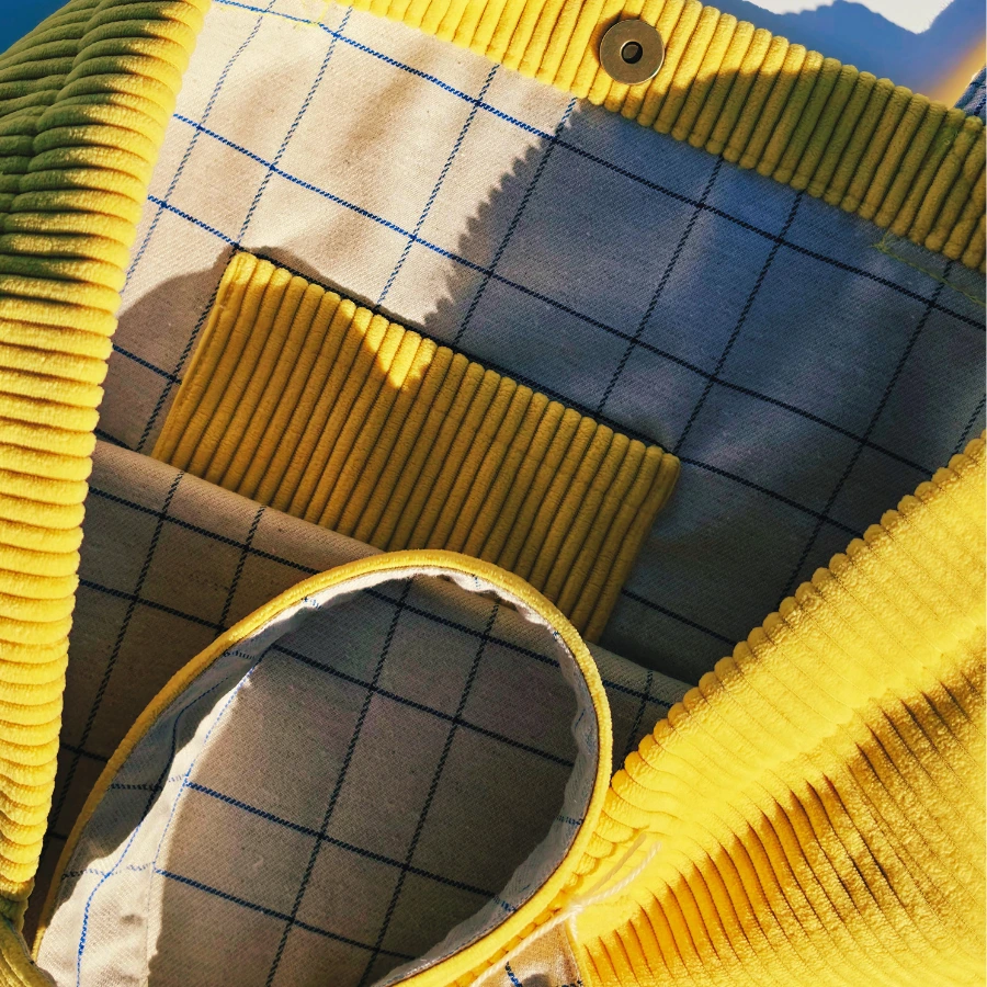 Grand Sac Velours Jaune Colza – Image 2